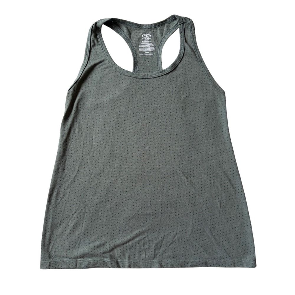 Athletic Works Womens Racerback Tank Top Teal Tundra Green Pointelle Mesh Medium